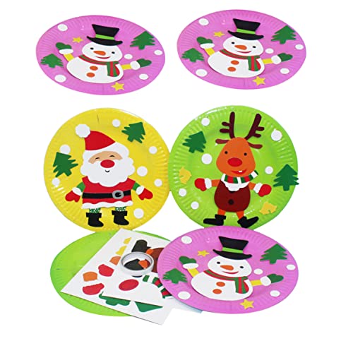 BESPORTBLE 6 Stück Teiliges Weihnachts DIY Papier Teller Sticker Handgefertigte Bastelmaterialien für Kreative Weihnachtsdeko Bastelsets für Junge Mädchen Sichere und Bunte DIY Bastelideen von BESPORTBLE