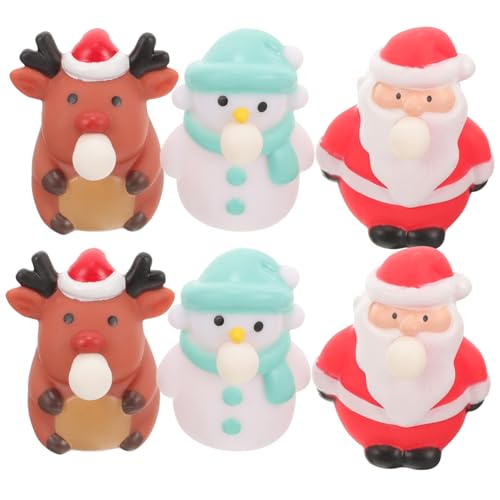 BESPORTBLE 6 Stück Teiliges Weihnachts-Squeeze TPR mit Santa Schneemann und Rentier Strapazierfähige Stressabbau-Figuren Weihnachts-mitgebsel für Partyspaß und Geschenkideen von BESPORTBLE