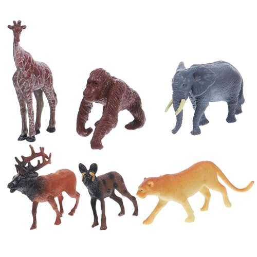 BESPORTBLE 6 Stück Teiliges Wildtier Modell Realistische Tierfiguren in Sitzender Haltung Detailreiche Miniatur Deko für Kinderzimmer Schreibtisch und Pädagogisches Lernspielzeug von BESPORTBLE