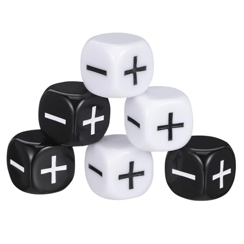 BESPORTBLE 6 Stück Teiliges Würfelset aus Kunststoff mit Plus Minuszeichen Große Würfel in Schwarz und Weiß Leicht Ausbalanciert für Party Brettspiele BESPORTBLE 6 Stück Teiliges Würfelset aus Kunststoff mit Plus Minuszeichen Große Würfel in Schwarz und Weiß Leicht Ausbalanciert für Party Brettspiele von BESPORTBLE