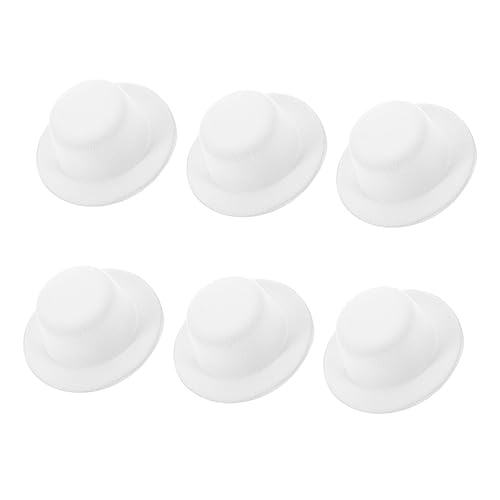 BESPORTBLE 6 Stück Weiße Dekorationshüte aus Stoff für DIY Puppen Handgefertigte Kleine Runde Hüte Bastelzubehör für Schneemann Clown und Puppen Dekorationen von BESPORTBLE