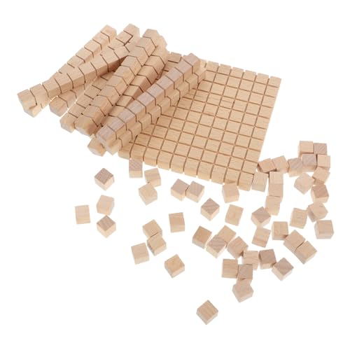 BESPORTBLE 61 Stück Teiliges Holz Mathe Zählblock Dezimale Lernwürfel für Grundschule Mathespiele Klasse Pädagogische Zahlenbausteine Rechenhilfsmittel für Praxisorientiertes Mathe Lernspiel von BESPORTBLE