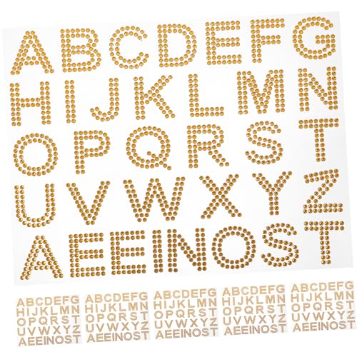 BESPORTBLE 6Blätter DIY Strassbuchstaben Aufkleber Goldene Strass Sticker für Kleidung Taschen Handys und Mehr Multifunktionale Dekoration für Bastelprojekte und von BESPORTBLE