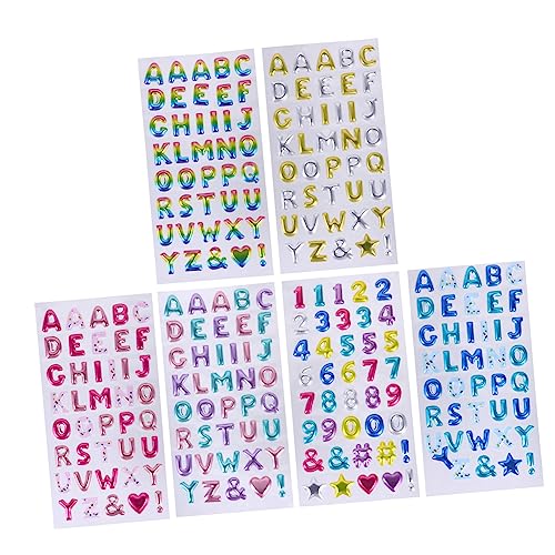 BESPORTBLE 6Blätter Glitzer Alphabet Und Aufkleber Selbstklebende Puzzle Sticker Für Kreative Dekorationen Und Beschriftungen Glänzende Und Aufkleber von BESPORTBLE