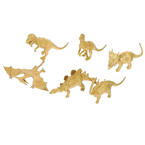 BESPORTBLE 6Stücke Dekorative Dinosaurier Modelle Simulation Dinosaurierspielzeug Für Haushaltsverzierung Und Desktop Schmuck Goldene Tyrannosaurus Und Pterodactylus Figuren von BESPORTBLE