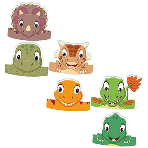 BESPORTBLE 6Stücke Dinosaurier Papierhüte Für Kindergeburtstag Party Kopfbedeckungen Für Dinosaurier Themenfeiern Lustige Geburtstagsdeko Für Jungen von BESPORTBLE