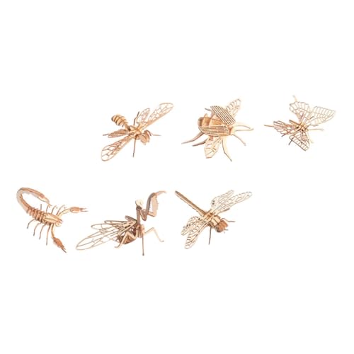 BESPORTBLE 6Stücke Holz Puzzle für Insekten Modelle Pädagogisches DIY Puzzle für Hand Augen Koordination und Kreativität für Kindergeburtstage von BESPORTBLE