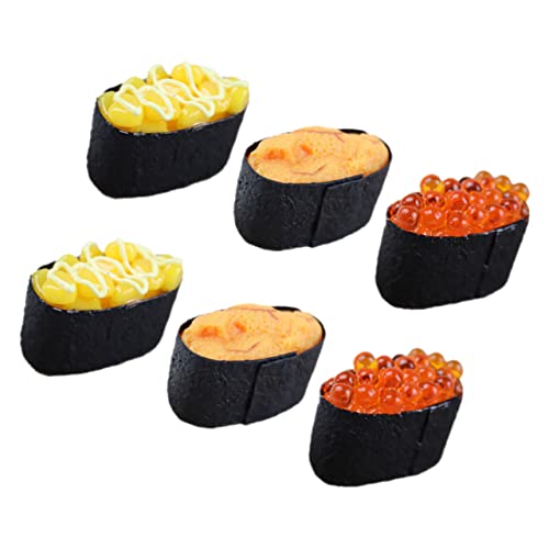 BESPORTBLE 6Stücke Künstliches Sushi Dekorationsset Teiliges Realistisches Sushi Modell Für Fotorequisiten Und Partydekoration Großer Seeigel Sushi Und Fischrogen Sushi von BESPORTBLE