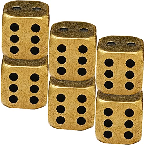 BESPORTBLE 6Stücke Messingwürfel für Kreative Spiele Retro Design Abgerundete Ecken für Party und Brettspiele Sicher und Komfortabel der Handhabung Perfektes von BESPORTBLE