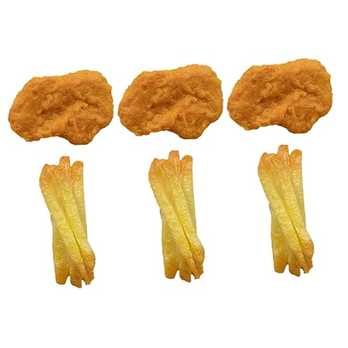 BESPORTBLE 6Stücke Realistisches Essen Gefälschte Hühnernuggets Frites Künstliches Lebensmittelmodell Für Kleinkinder Spielküche Zubehör Essensspielzeug Für Kreative von BESPORTBLE