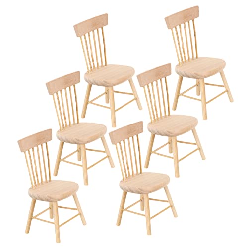 BESPORTBLE 6Stücke Stuhlmodell Holz Puppenhaus Möbel Zubehör für DIY Dekoration für Wohnzimmer Schlafzimmer und Kinderzimmer Realistisch von BESPORTBLE