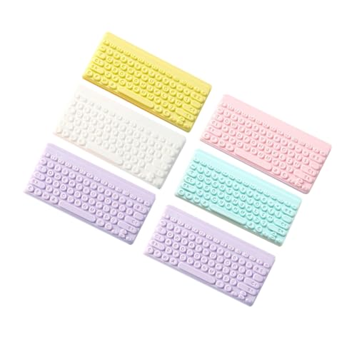 BESPORTBLE 6stücke Miniatur Tastatur Schlüsselanhänger Deko DIY Zubehör Für Puppenhaus Resin Keyboard Charms Bunten Farben Für Handarbeiten Und Schlüsselanhänger von BESPORTBLE
