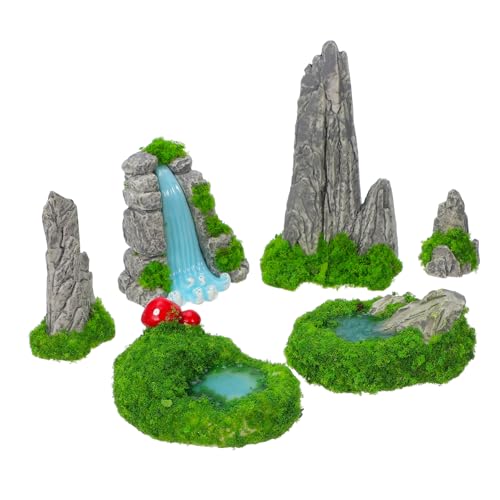 BESPORTBLE 6stücke Aquarium Dekoration Miniatur Steingarten Kunstharz Garten Figurine Mini Wasser Pool Bonsai Ornament Mikro Gartendekoration von BESPORTBLE