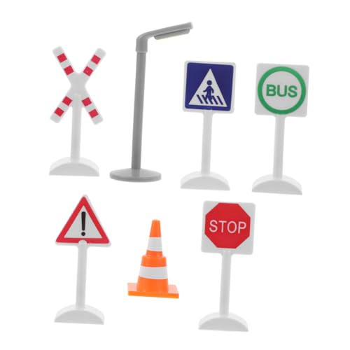 BESPORTBLE 7 Stück Teiliges Verkehrsschilder für Spielzeugautos Lernspielzeug für Verkehrserziehung Sicher und Robust Fördert Logisches und Kreative Spielkonfigurationen von BESPORTBLE