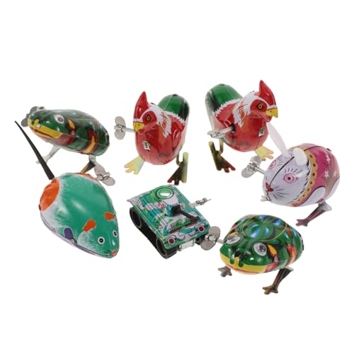 BESPORTBLE 7 Stück Teiliges Vintage Blechspielzeug zum Aufziehen Cartoon Wind Up Toys mit Nostalgischem Design Interaktives Lernspielzeug für Hand Auge Koordination und Motorischen von BESPORTBLE