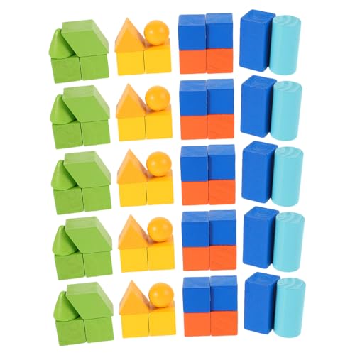 BESPORTBLE 70 Stück Geometrisches Modellbau Teiliges Holzspielzeug für Geometrische Formen Lernspielzeug für Mathe und Kreativität für Grundschule und Frühkindliche Bildung von BESPORTBLE