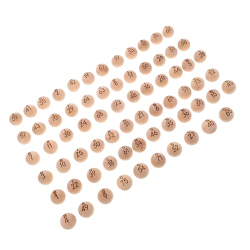 BESPORTBLE 75 Stück Teiliges Set Holz Bingo Bälle mit Klarer Gravur Langlebig Leicht und Tragbar für Raffles Familienfeiern Teamspiele und Interaktive Unterhaltung von BESPORTBLE