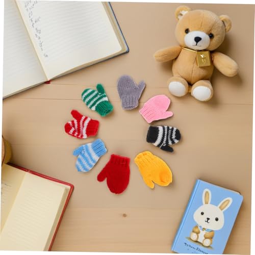 BESPORTBLE 8 Paare Mini Strickhandschuhe Puppenzubehör Weiche Kleine Handgestrickte Handschuhe Farbenfrohe DIY Bastelsets für Puppenkleidung Accessoires für Rollenspiele und Kreatives von BESPORTBLE