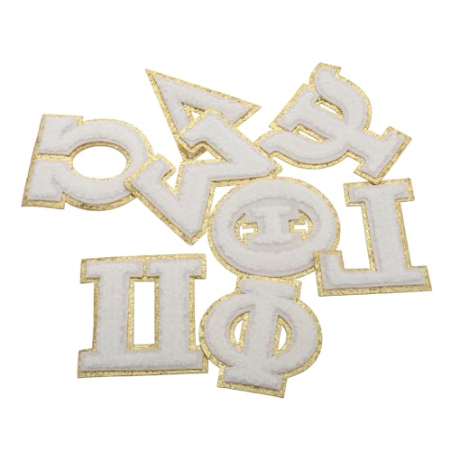 BESPORTBLE 8 Pcs Weiße Chenille Griechische Buchstabenflecken Für Jackenhemden Und Rucksäcke Ideal Für Die Reparatur Der Reparatur Von Jeans Mit Der Reparatur Von Jeans von BESPORTBLE