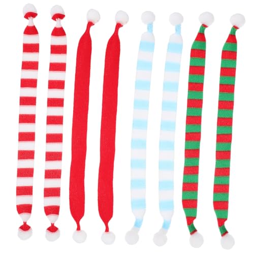 BESPORTBLE 8 Stück Teiliges Mini Strickschals Weihnachtsdeko Weicher Polyester Vielseitig als Puppenschal oder Weinflaschen Dekoration Waschbar Festliche Farben Rot Grün für Basteln und von BESPORTBLE