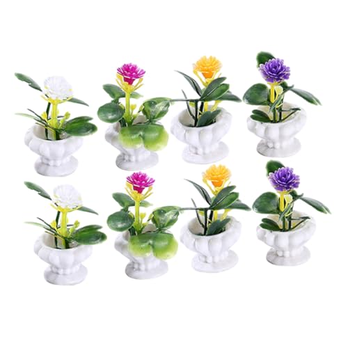 BESPORTBLE 8 Stück Teiliges Miniatur Bonsai Pflanzenset Künstliche Mini Topfpflanzen für Puppenhaus Leichtes Realistisches Gartendeko Ornament Wetterfest für Miniatur Gartendekoration und von BESPORTBLE