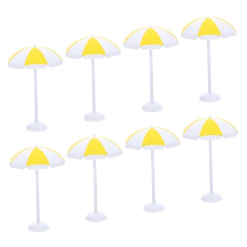 BESPORTBLE 8 Stück Teiliges Miniatur Strand- und Strand Sonnenschirm Verstellbar Leicht Realistisch Gelb für Puppenhaus Micro Landschaften Kuchendekoration und Aquarium Dekor von BESPORTBLE