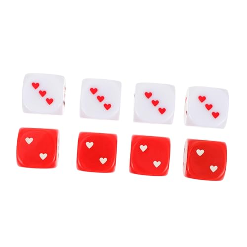 BESPORTBLE 8 Stück Teiliges Rote und Weiße Würfel mit Herzmotiv Kreatives für Mathe-Spiele und Partyspaß Leicht Handlich Geschenk für Freunde von BESPORTBLE