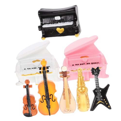 BESPORTBLE 8Stücke Instrumente Für Puppenhaus Dekoration Miniaturspielzeug Für DIY Projekte Und Landschaftsbau Violine Cello Saxophon Piano Und Mehr von BESPORTBLE
