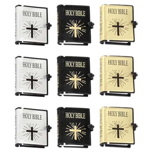 BESPORTBLE 9 Stück Miniaturbücher Teiliges Miniatur Buchset für Puppenhäuser für Rollenspiele und Dekoration im Miniaturformat Schwarz Silber Gold von BESPORTBLE
