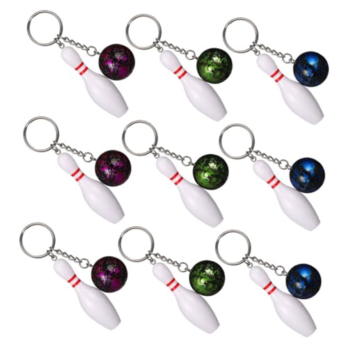 BESPORTBLE 9 Stück Teiliges Bowling Schlüsselanhänger Bunte Camouflage Mini Bowling Pin Anhänger Party Mitgebsel und Taschen Schmuck von BESPORTBLE