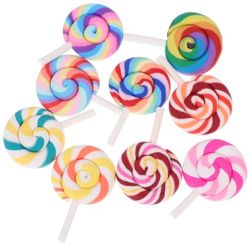 BESPORTBLE 9 Stück Teiliges Bunte Mini Lollipop Dekorationen aus Polymer Clay Realistische DIY Bastelanhänger Farbenfrohe Simulation Lutscher Modelle für Foto Requisiten und Puppenhaus von BESPORTBLE