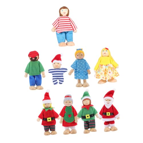 BESPORTBLE 9 Stück Teiliges Holzspielzeug Puppenfamilie Handpuppen Weihnachtsedition Kreatives Rollenspiel für Sozialkompetenz und Fantasie von BESPORTBLE