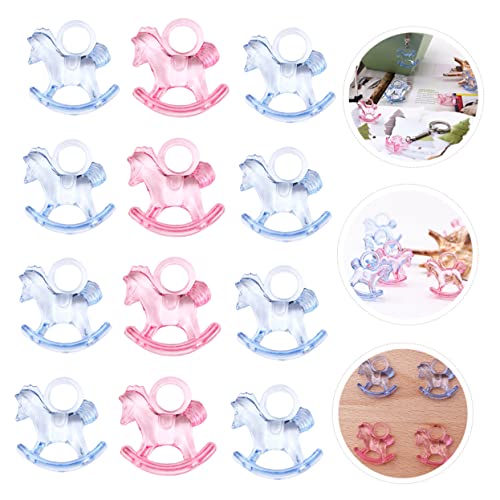 BESPORTBLE 96 Stck. Teiliges Acryl Schaukelpferd Deko in Rosa Blau Mini Desktop Ornament für DIY Shower Party Stabiles Transparentes Rocking Horse für Wohn und Kinderzimmer Dekoration von BESPORTBLE
