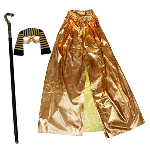 BESPORTBLE Ägyptisches Kostümset für Kopfschmuck Ägyptischer Stab Hut Maske und Umhang für Halloween Karneval und Cosplay Events Vielseitiges Kostümzubehör für Kreative Auftritte von BESPORTBLE