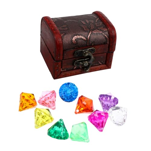 BESPORTBLE Acryl Schmuck Edelsteine mit Schatzkiste Perlen Schmuckzubehör für Basteln und Dekoration Bunte Edelsteine Vielseitiges Schmuck Spielset von BESPORTBLE