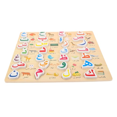 BESPORTBLE Arabisches Alphabet Holzpuzzle Kindgerecht Handgriff Vorschulspielzeug Frühförderung Lernspielzeug für Kleine Jungen Mädchen Pädagogisches Alphabetspiel von BESPORTBLE