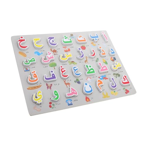 BESPORTBLE Arabisches Alphabet-puzzlebrett, Hölzernes Kinder-Alphabet-Matching-Brett, Vorschul-Matching-Spielzeug, Arabisches Alphabet Für Kinder, Arabisches Alphabet-lernspielzeug von BESPORTBLE
