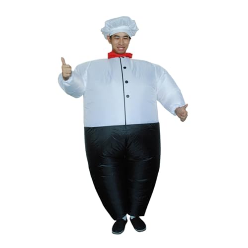BESPORTBLE Aufblasbarer Fettkoch Kostüm Erwachsenen Bodysuit Cartoon Design Halloween Party Cosplay Lustiger Ganzkörper Anzug mit Batterieventilator und Leicht von BESPORTBLE