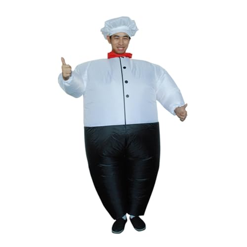 BESPORTBLE Aufblasbares Fat Chef Kostüm Halloween Cosplay Bodysuit für Erwachsene Einheitsgröße Leichtes Polyester Lustiges Party Performance Outfit Batteriebetrieben und Atmungsaktiv von BESPORTBLE