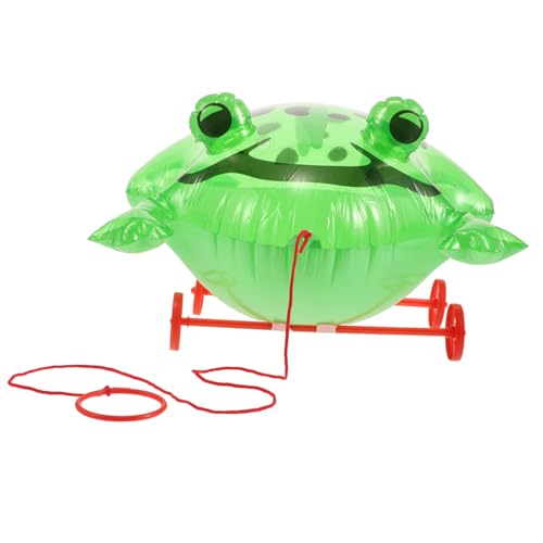 BESPORTBLE Aufblasbares Frosch mit Ziehschnur Sicherer Lauflernwagen Montessori Lernspielzeug für Kleinkinder Handliches Ziehspielzeug Kreative Party Deko von BESPORTBLE