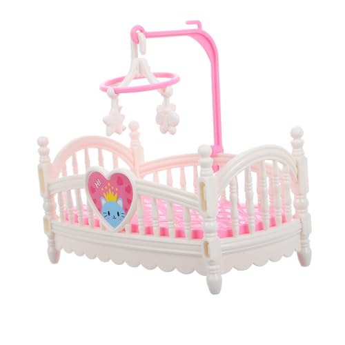 BESPORTBLE Babypuppen Kinderbett Set Mit Süßem Bett Für Puppenhaus DIY Handgemachte Möbel Für Puppenhaus von BESPORTBLE