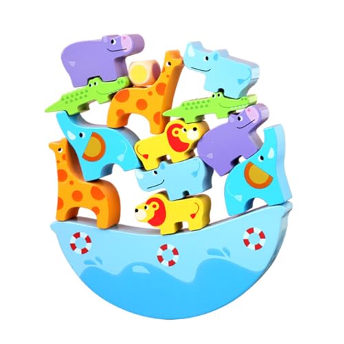 BESPORTBLE Balancierspiel Holz Tiere Stapelspielzeug Bunte Balanceblöcke Motorik Kreatives Familienspiel von BESPORTBLE