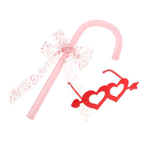 BESPORTBLE Bowknot Cane mit Herzförmigen Brillen Halloween Party Tanz Requisite Leicht und Langlebig für Karneval Valentinstag Kostüm Zubehör von BESPORTBLE