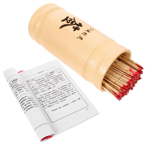 BESPORTBLE Buddhistische Wahrsagerequisiten Vintage Bambus wahrsagestäbe mit Eimer und Buch für Chinesische Divination Spiele Tempel Familienfeier von BESPORTBLE