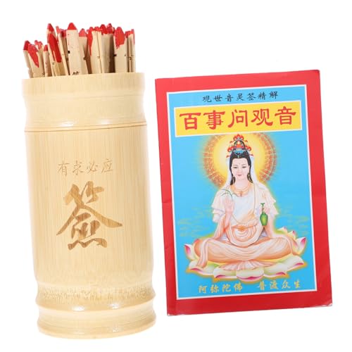 BESPORTBLE Buddhistische Wahrsagestäbe mit Bambus Eimer und Stäben Inklusive Chinesischem Wahrsagebuch Traditionelle Divination für Tempel Familie und Neujahrsfest Spirituelle Dekoration von BESPORTBLE