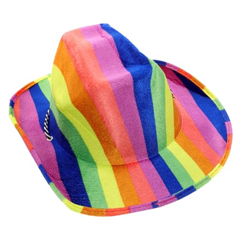 BESPORTBLE Bunter Cowboyhut Aus Filz Für Kostümpartys Anziehende Kopfbedeckung Für Karneval Western Themen Events Und Cosplay Farbenfrohes Design von BESPORTBLE