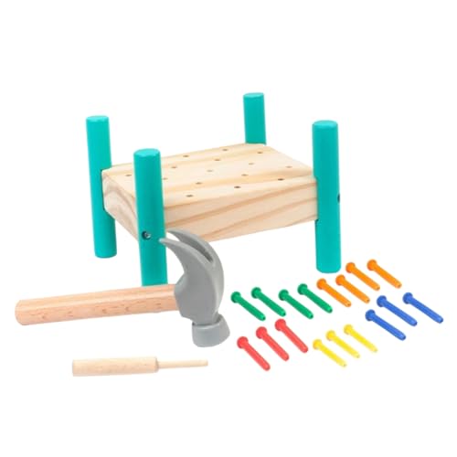 BESPORTBLE Buntes Holz klopfspielzeug Farbiges Nagelbrett Montessori Lernspielzeug zur Hand Auge koordination und Farberkennung Robustes Schadstofffreies Holzspielzeug von BESPORTBLE