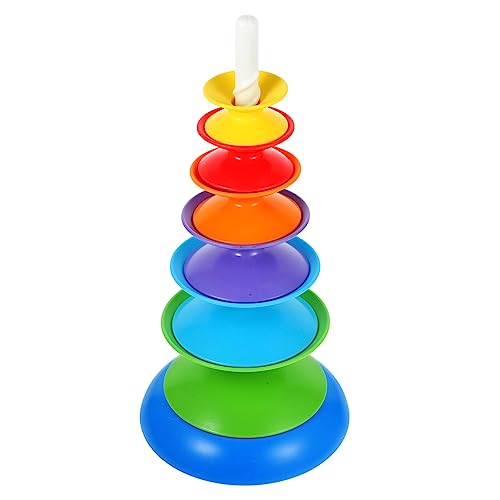 BESPORTBLE Buntes Rainbow Stacker Drehender Stapelturm aus Kunststoff Farbige Ringe Lernspielzeug für Farb und Formerkennung Feinmotorik Geschenkidee für Geburtstag und Fest von BESPORTBLE
