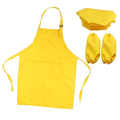 BESPORTBLE Chefset Komplettes Kochset Mit Kochhütchen Schürze Und Handmanschetten Für Jahre Perfektes Zum Backen Und Basteln Gelb von BESPORTBLE