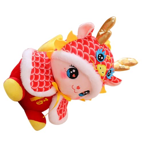 BESPORTBLE Chinesischer Neujahrs Drache Plüschfigur Rote Maskottchen Puppe Weiches Stofftier für Männer und Frauen Kuscheliges Langlebiges Dekorationsspielzeug von BESPORTBLE